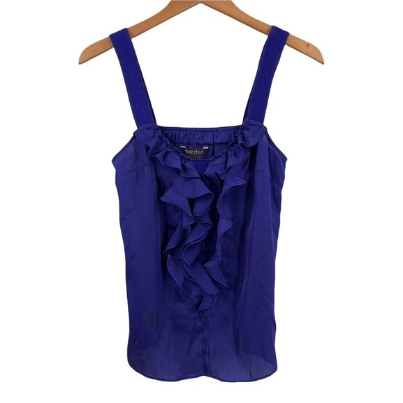 NWT WHBM Royal Blue Ruffle Front Sleeveless Blouse Tank Top Size Small - Picture 2 of 5